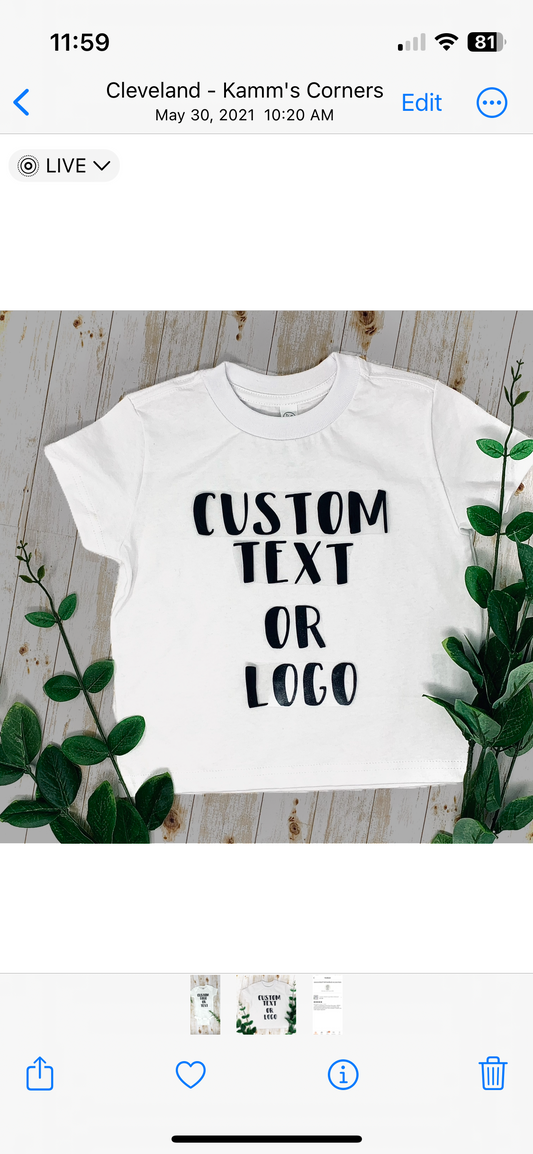 Custom Logo or Text Toddler/Children’s T Shirt