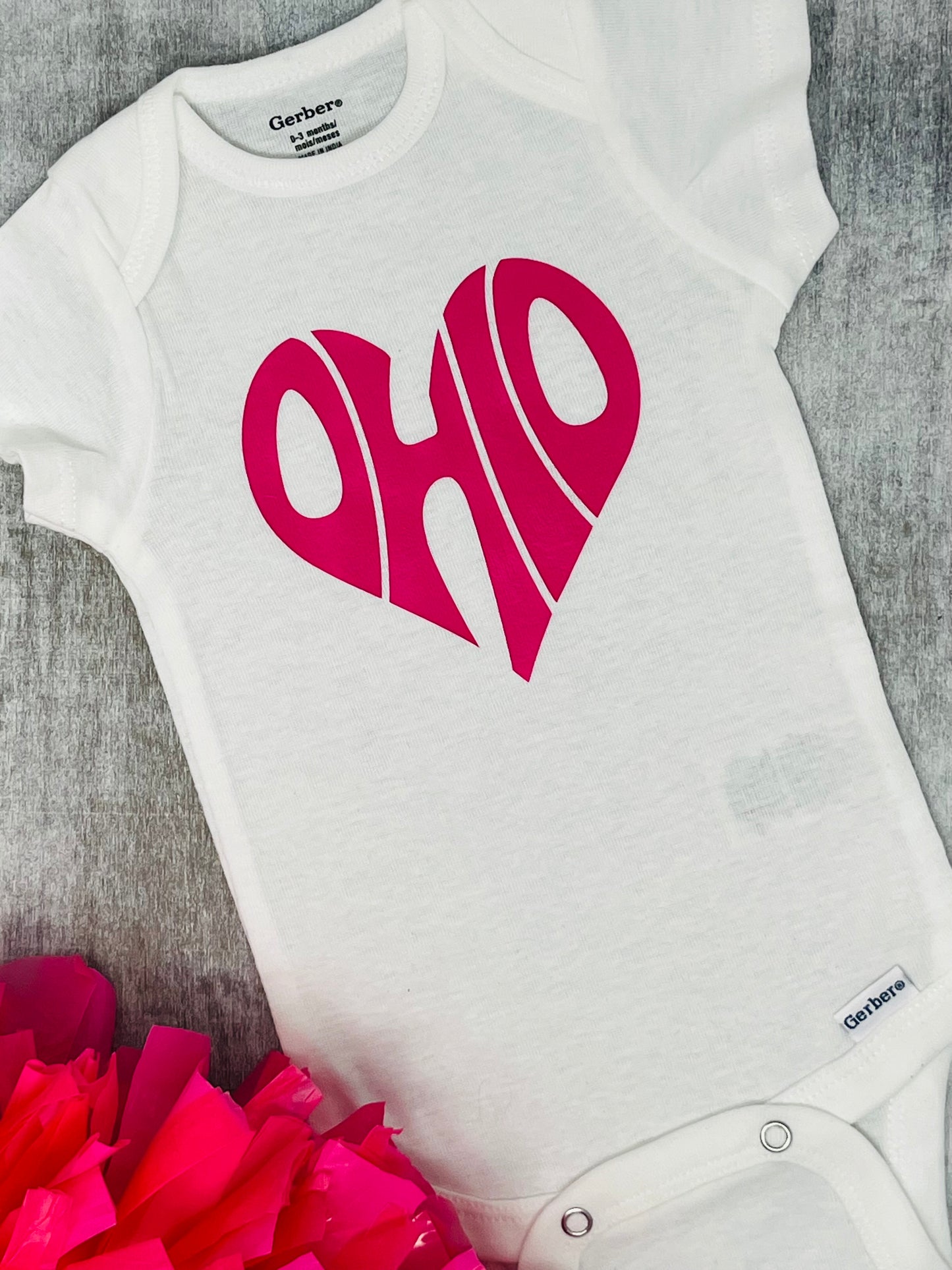 Ohio Heart Baby Onesie