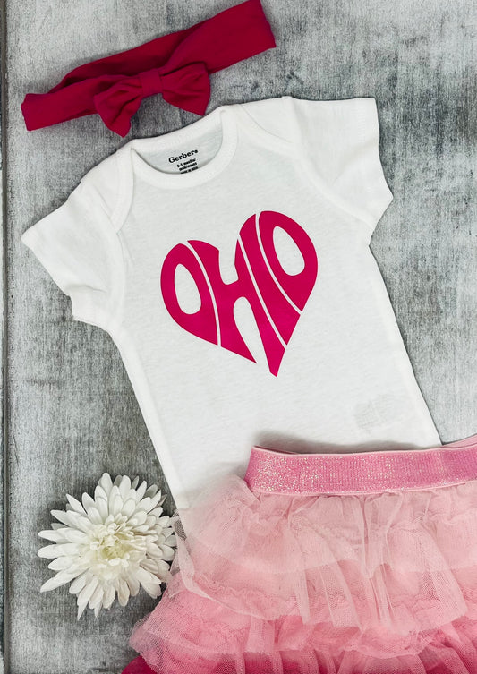 Ohio Heart Baby Onesie