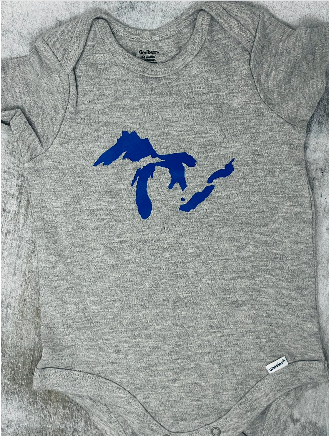 Gray Great Lakes Baby Onesie