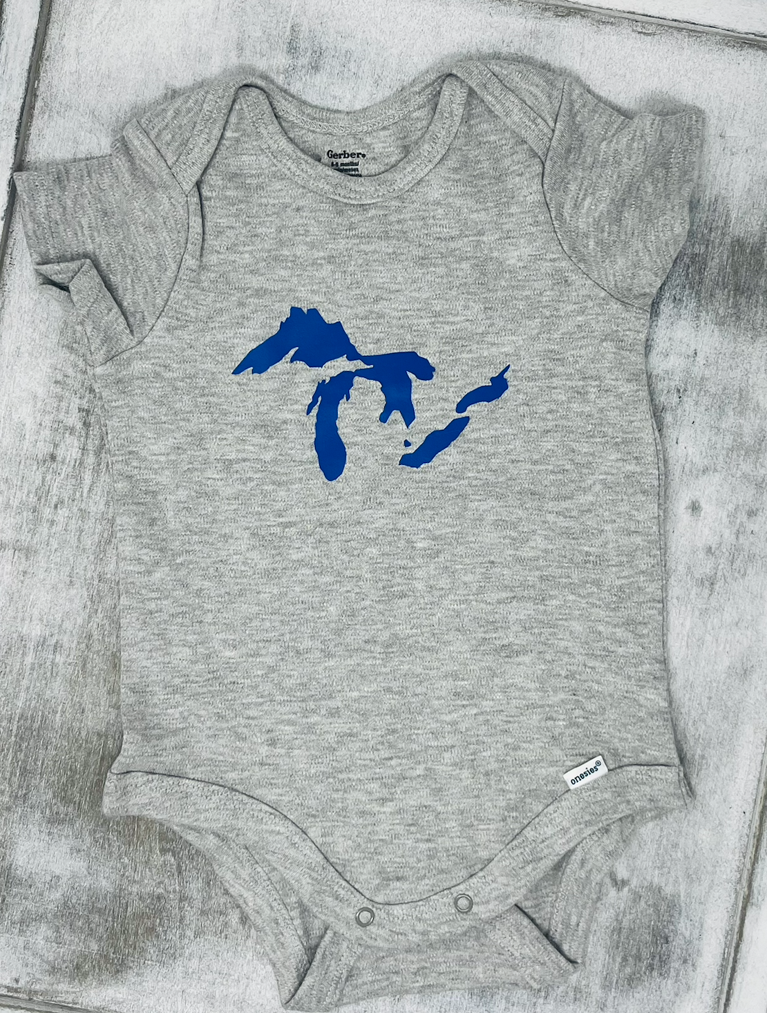 Gray Great Lakes Baby Onesie