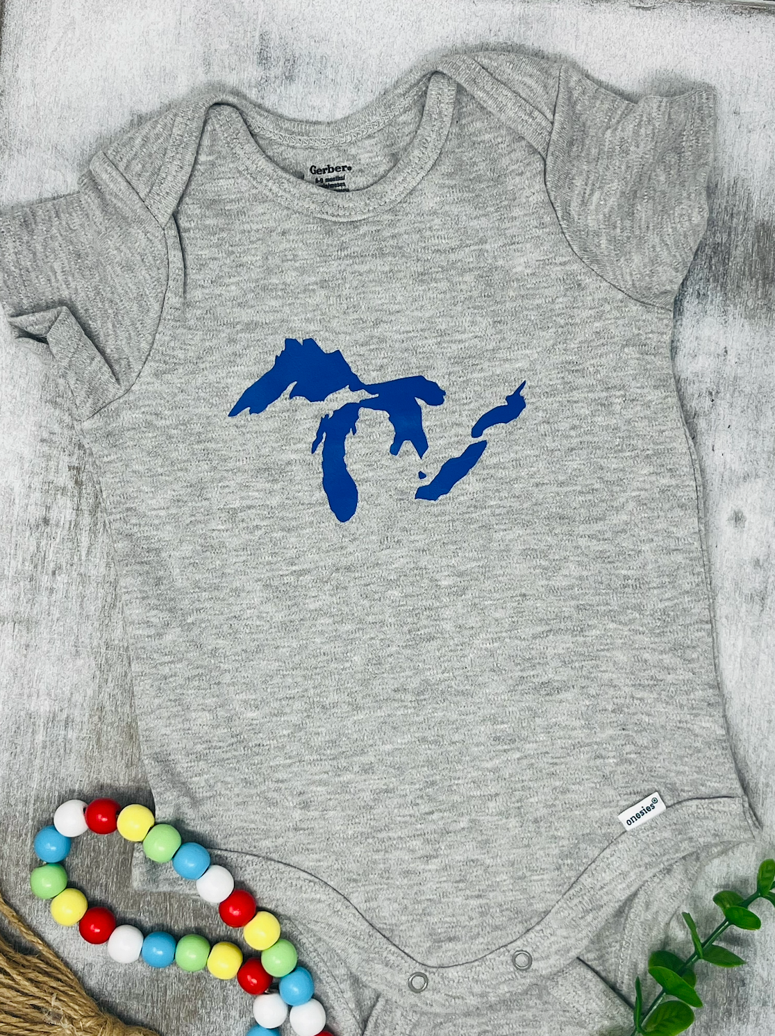 Gray Great Lakes Baby Onesie