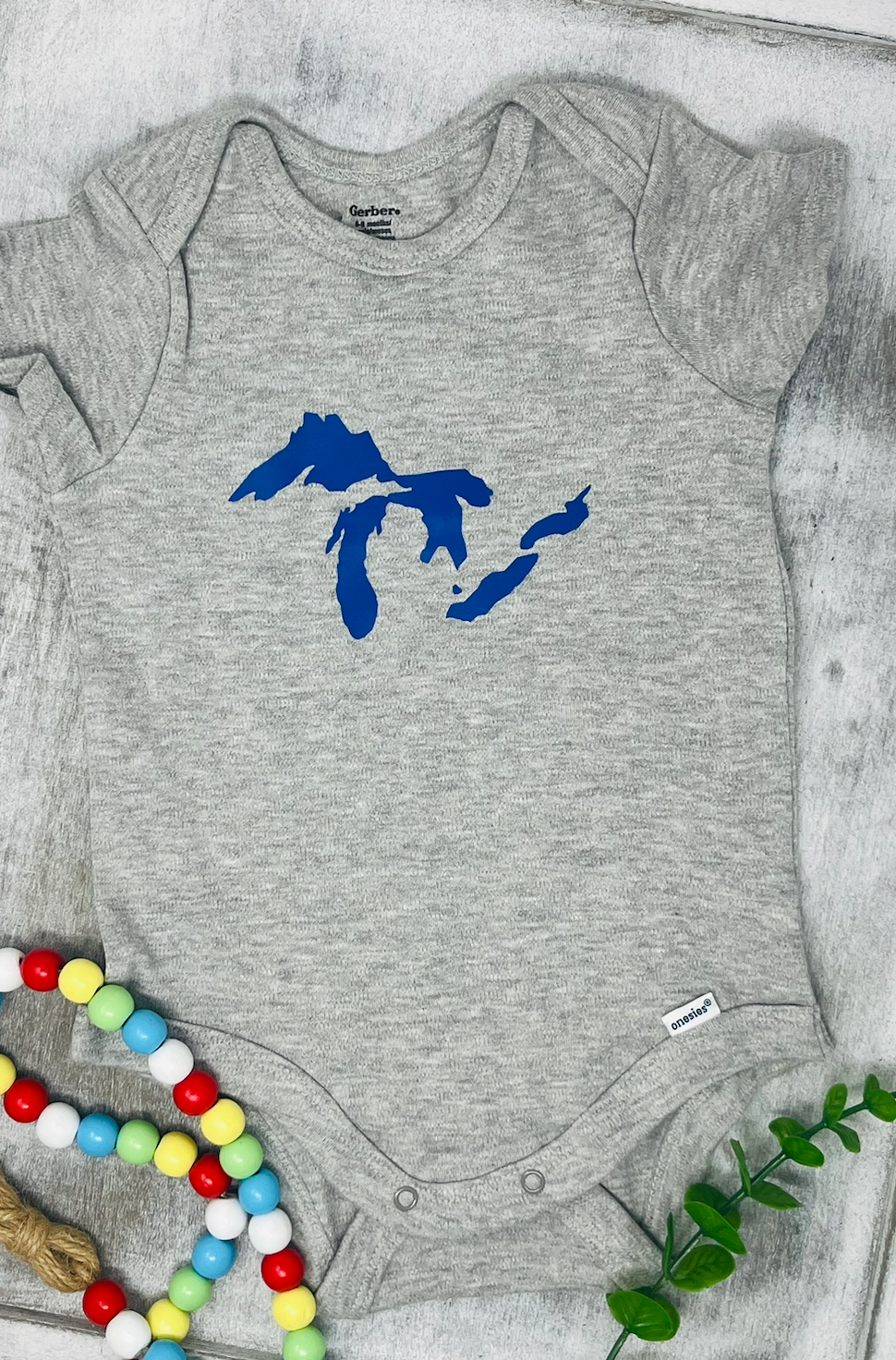 Gray Great Lakes Baby Onesie