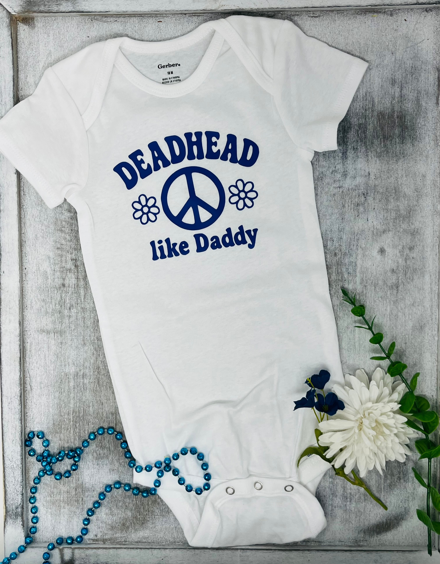 Deadhead Like Daddy Peace Sign Baby Onesie
