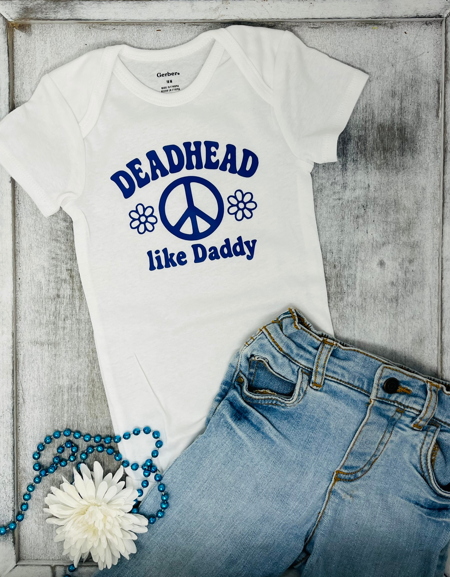Deadhead Like Daddy Peace Sign Baby Onesie