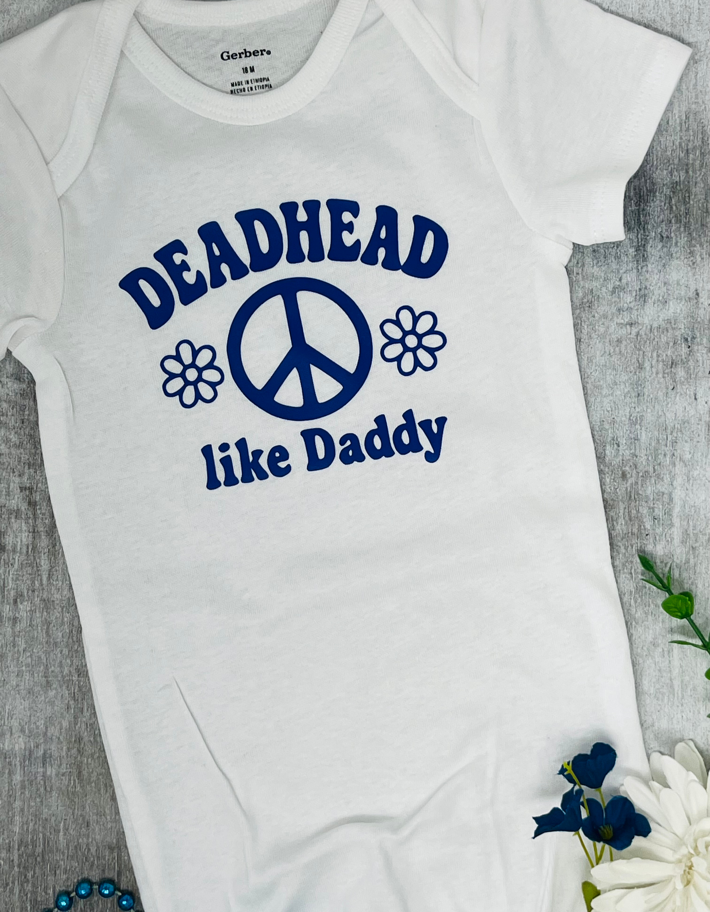 Deadhead Like Daddy Peace Sign Baby Onesie