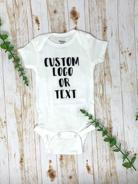 Custom Text or  Logo Personalized Baby Bodysuit