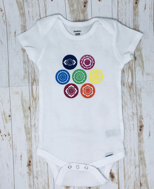 Chakra Symbols Yoga/Spiritual Baby Bodysuit